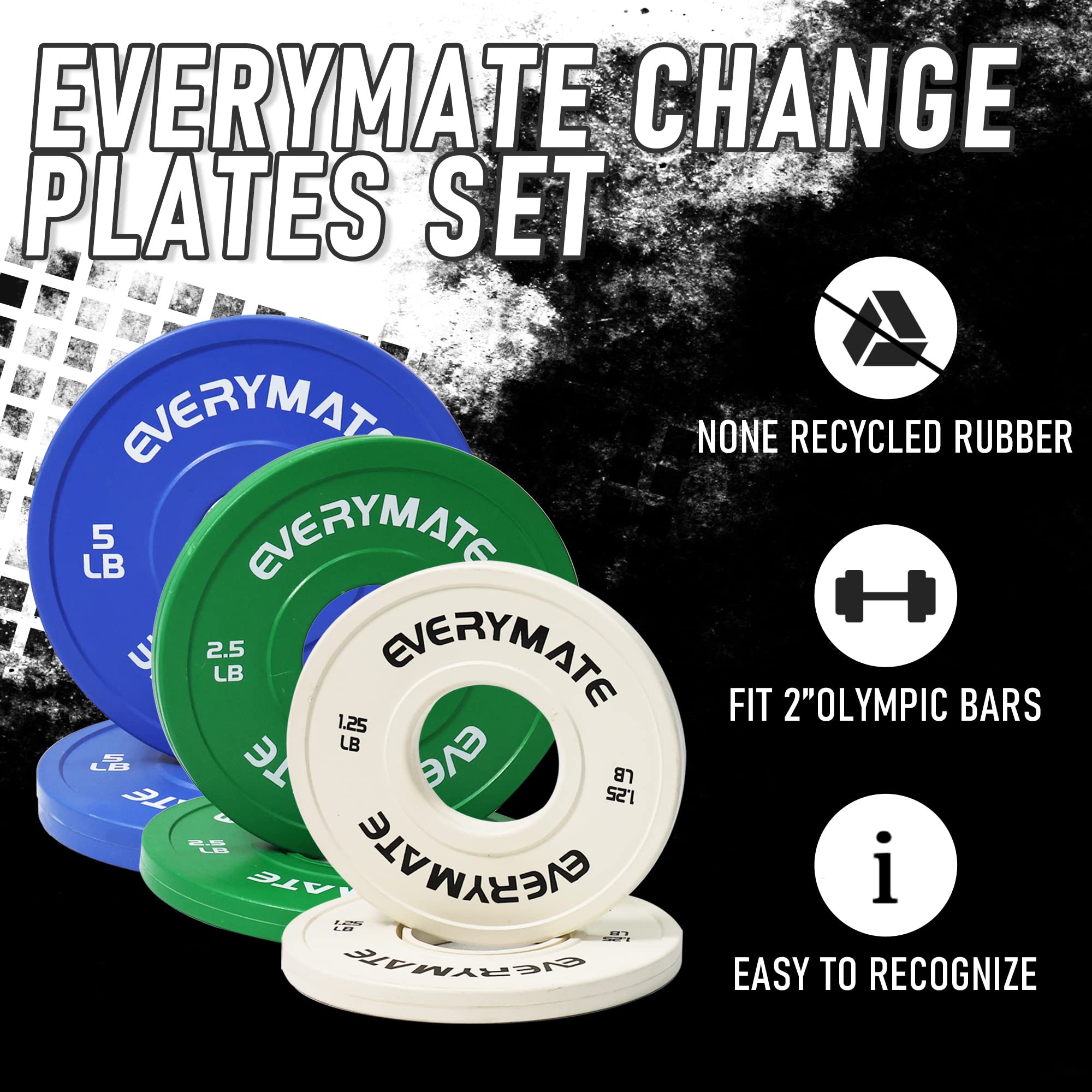 Everymate Change Weight Plates 1.25Lb Fractional Plate Olympic Bumper Plates For Cross Training And Olympic Weightlifting, 1.25L
