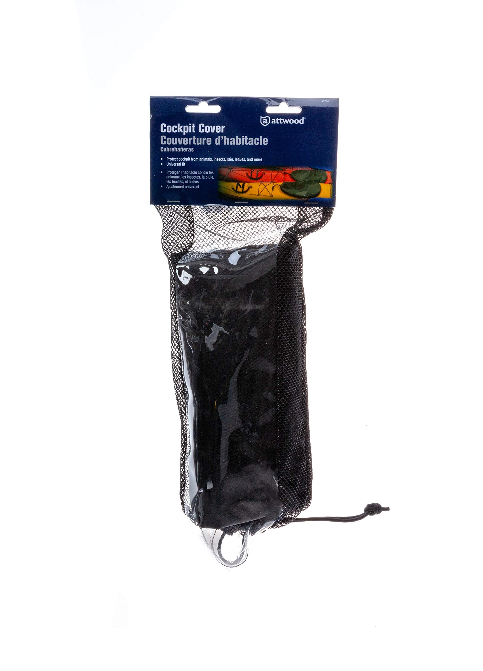 Attwood 11775-5 Universal Kayak Cockpit Cover With Clips - Black Nylon, One Size