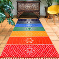 Neasyth Mexican Yoga Mat Beach Picnic Blanket Chakra Meditation Mat Yoga Rug Sunscreen Shawl Chakra Wall Tapestry Decor Boho Pil