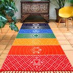 Neasyth Mexican Yoga Mat Beach Picnic Blanket Chakra Meditation Mat Yoga Rug Sunscreen Shawl Chakra Wall Tapestry Decor Boho Pil