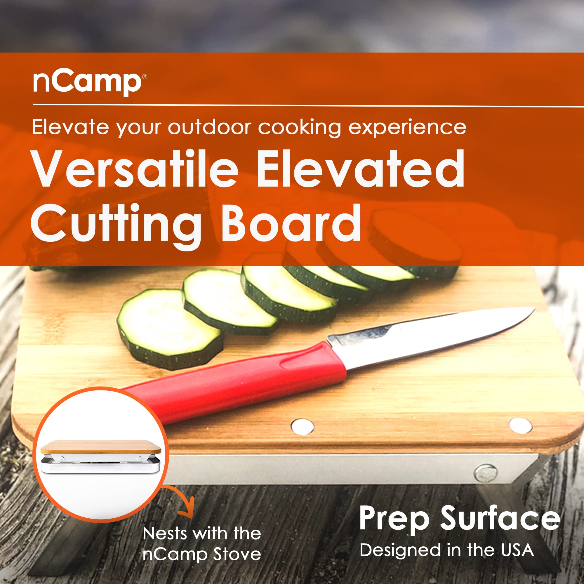 Ncamp Universal Portable Outdoor Camping Elevated Prep Cutting Board Surface For Hiking And Backpacking