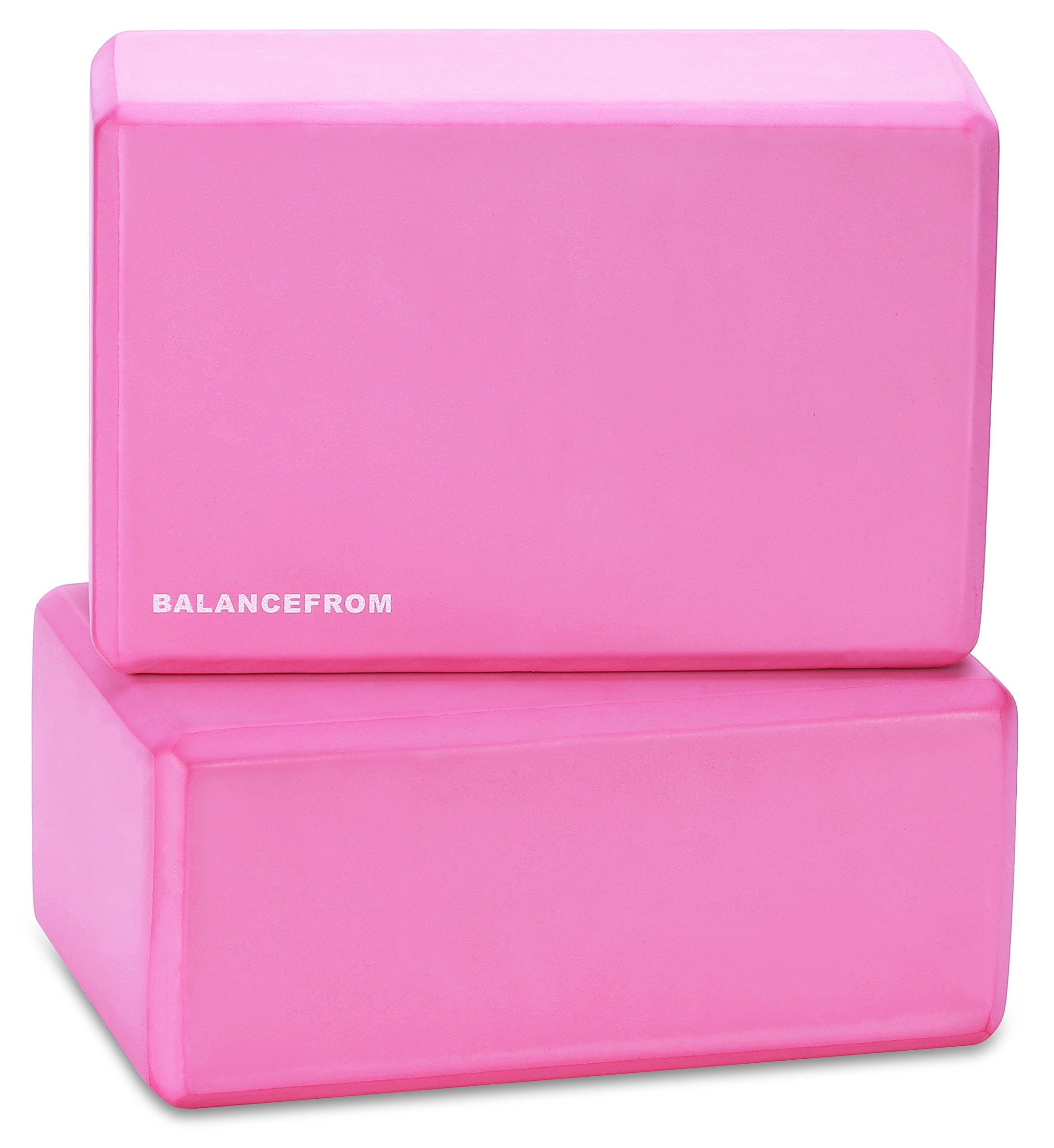 Fitvids Set of 2 High Density Yoga Blocks, 9x6x4 Each, Pair (Pink)