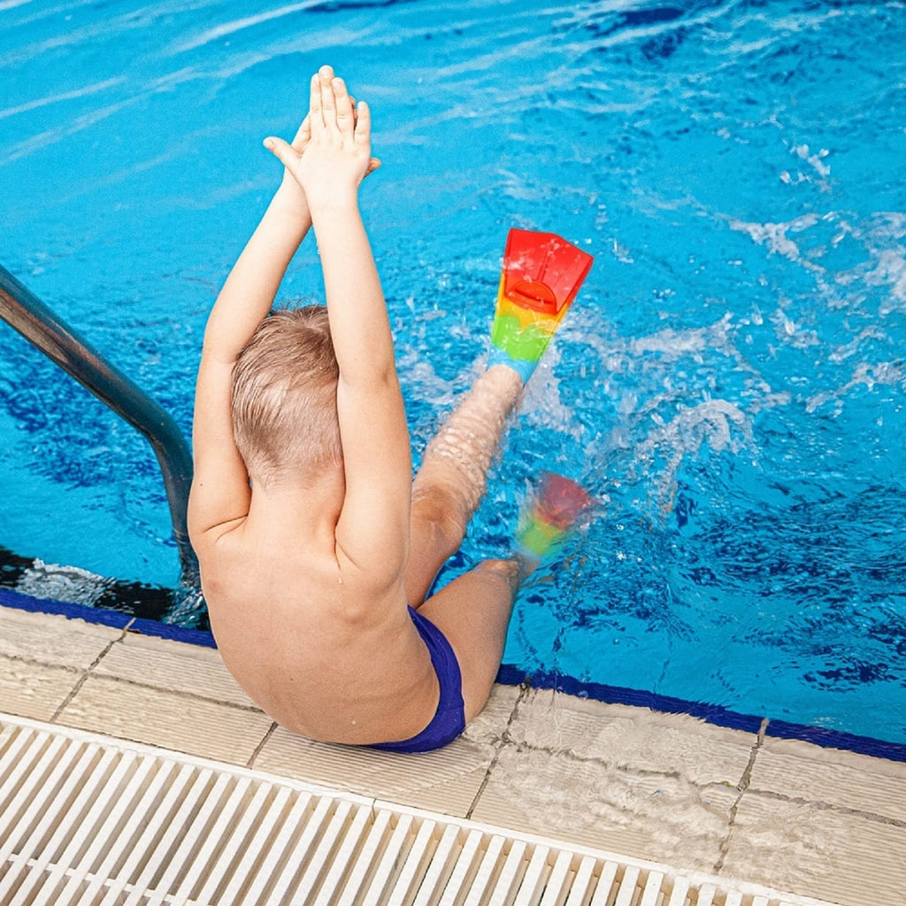 Foyinbet Kids Swim Fins,Short Youth Fins Swimming Flippers For Lap Swimming And Training For Child,Girls,Boys Rainbow Xxs