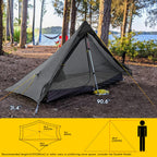 Lanshan Ultralight Tent 3-Season Waterproof Backpacking Tent For 1-Person Camping, Trekking, Climbing, Hiking, 1 Person, Dark Gr