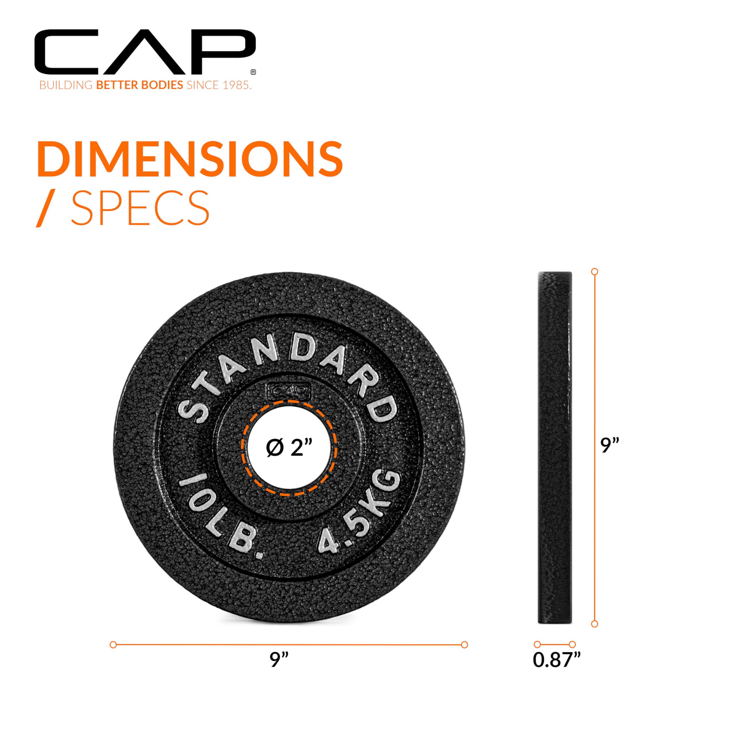 CAP Barbell 2-Inch Olympic Grip Plate, 10-Pounds
