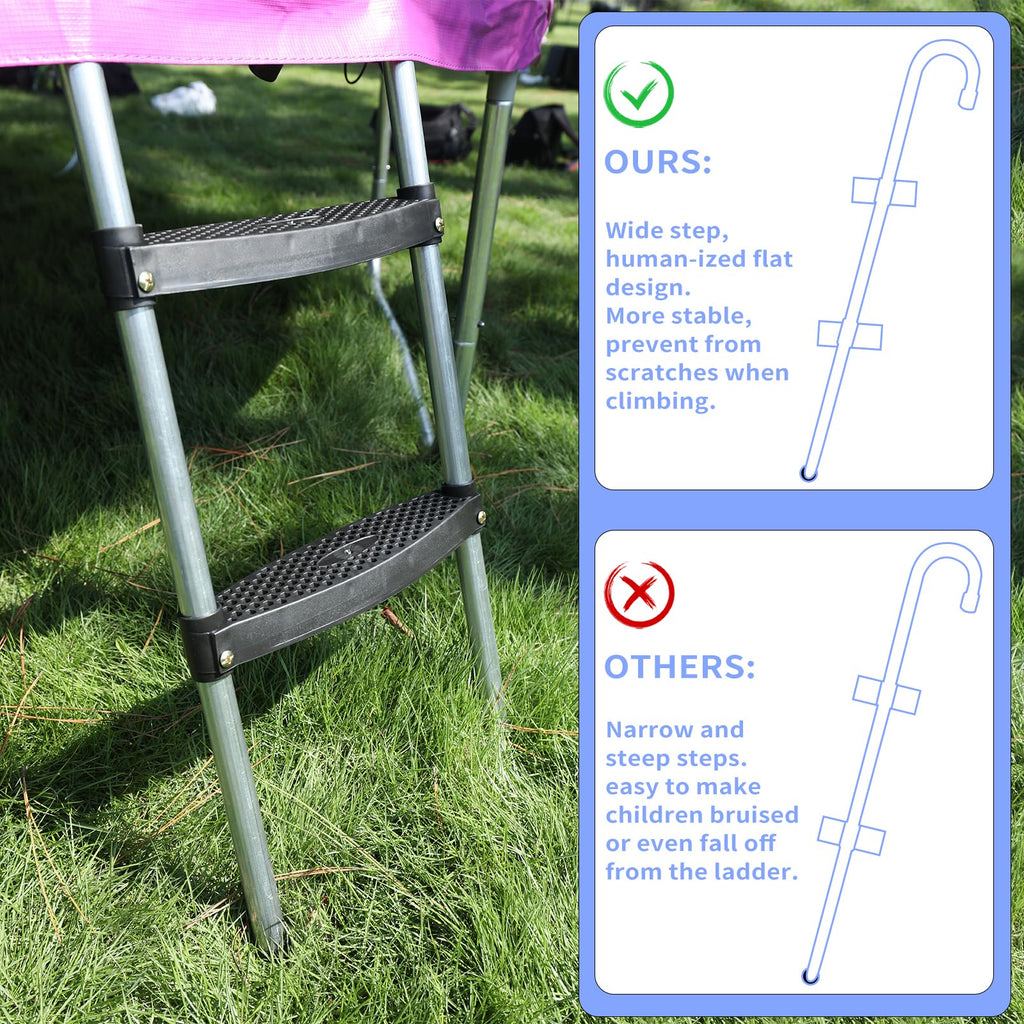 Gardenature Trampoline Ladder 2 Steps Wide Step Climbing Ladder Silver Trampoline Replacement Accessories Parts For Kids Childre