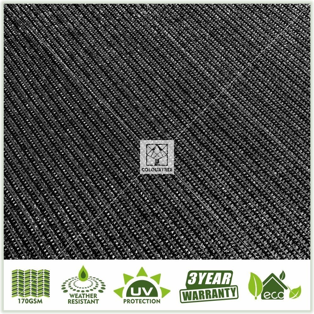 Colourtree Customized Size Fence Screen Privacy Screen Black 6 X 24 - Commercial Grade 170 Gsm - Heavy Duty - 3 Years Warranty -