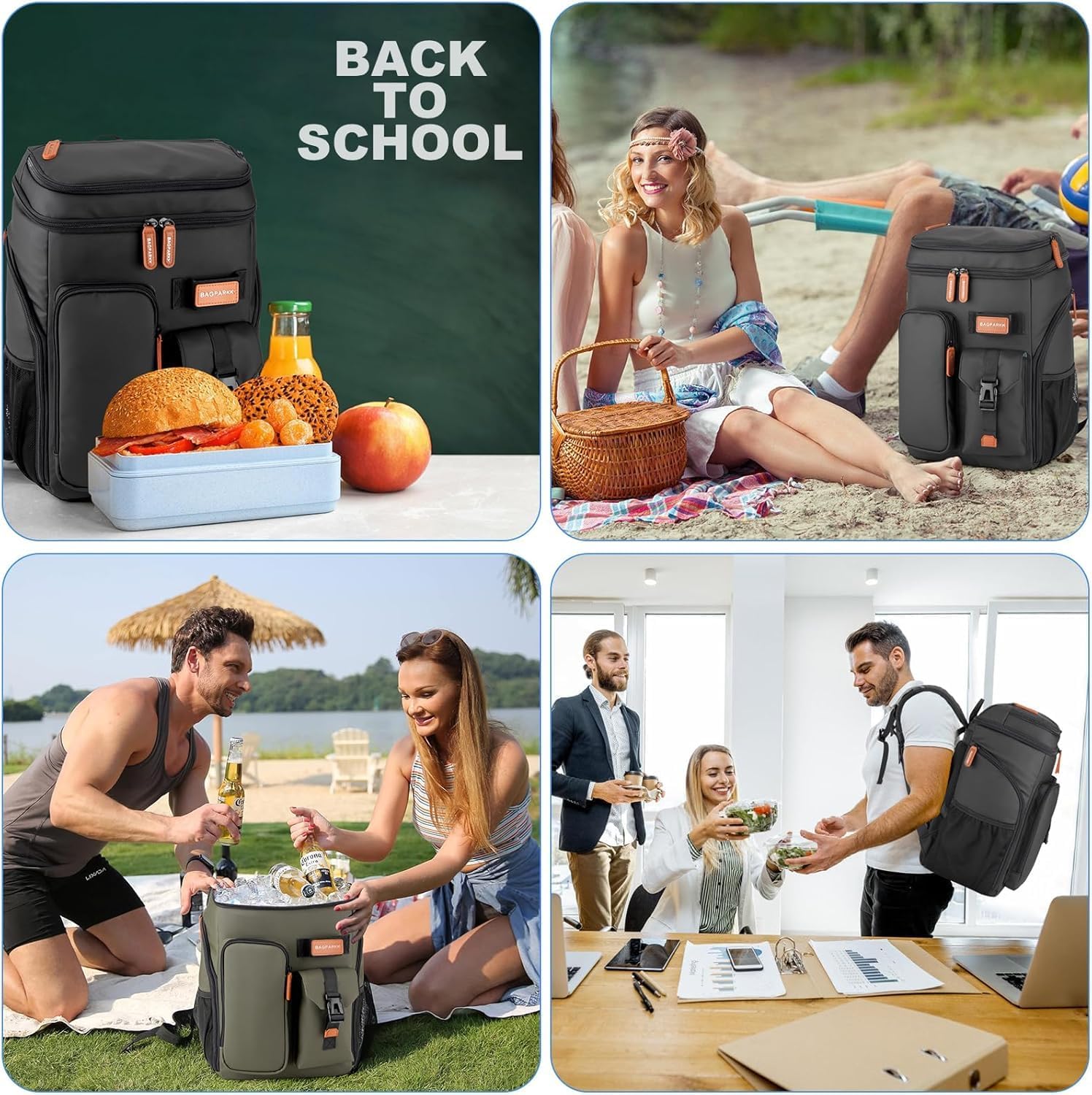Insulated Cooler Backpack,45 Cans Multifunctional Double Deck Leakproof Cooler Bag With Sternum Strap,Large Capacity Lightweight