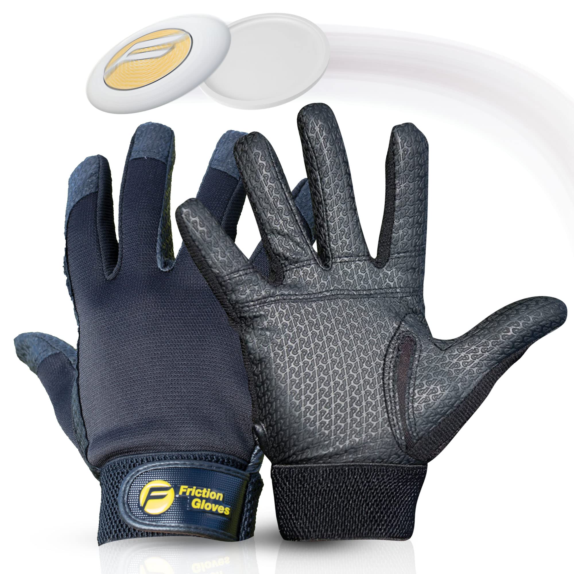Friction Gloves - Ultimate Frisbee Gloves - Rubberized Palm & Fingers for Amazing Grip in All Conditions - Play Your Best in Any