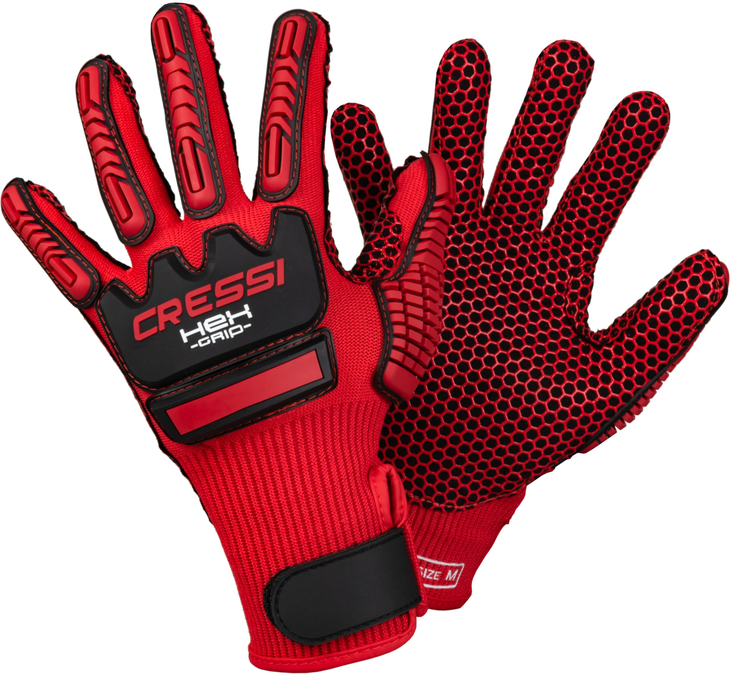 Cressi HEX Grip Gloves, Red, M