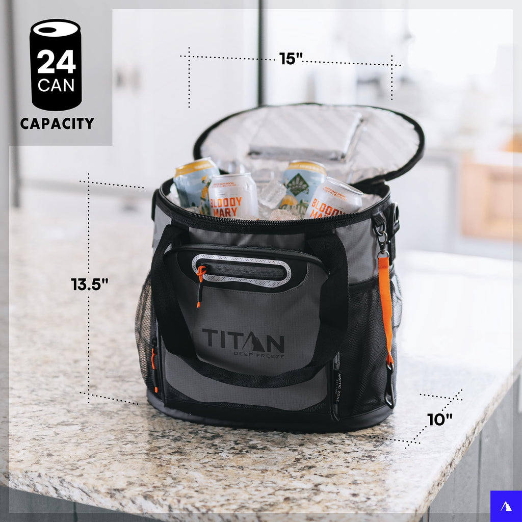 Titan Deep Freeze 24 Can Insulated Bucket Tote Cooler, Sharkskin Gray