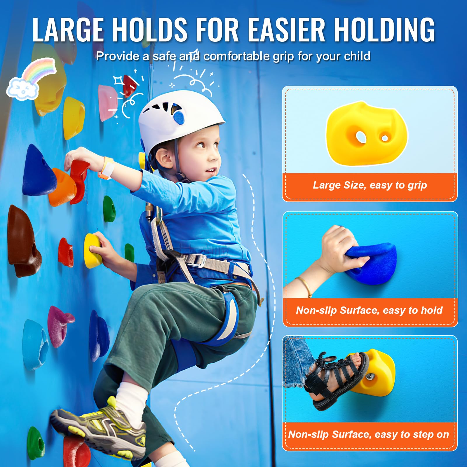 Vevor 32 Rock Climbing Holds For Kids And Adults, Multi-Colored Climbing Rock Wall Grips For Indoor And Outdoor Playground Play
