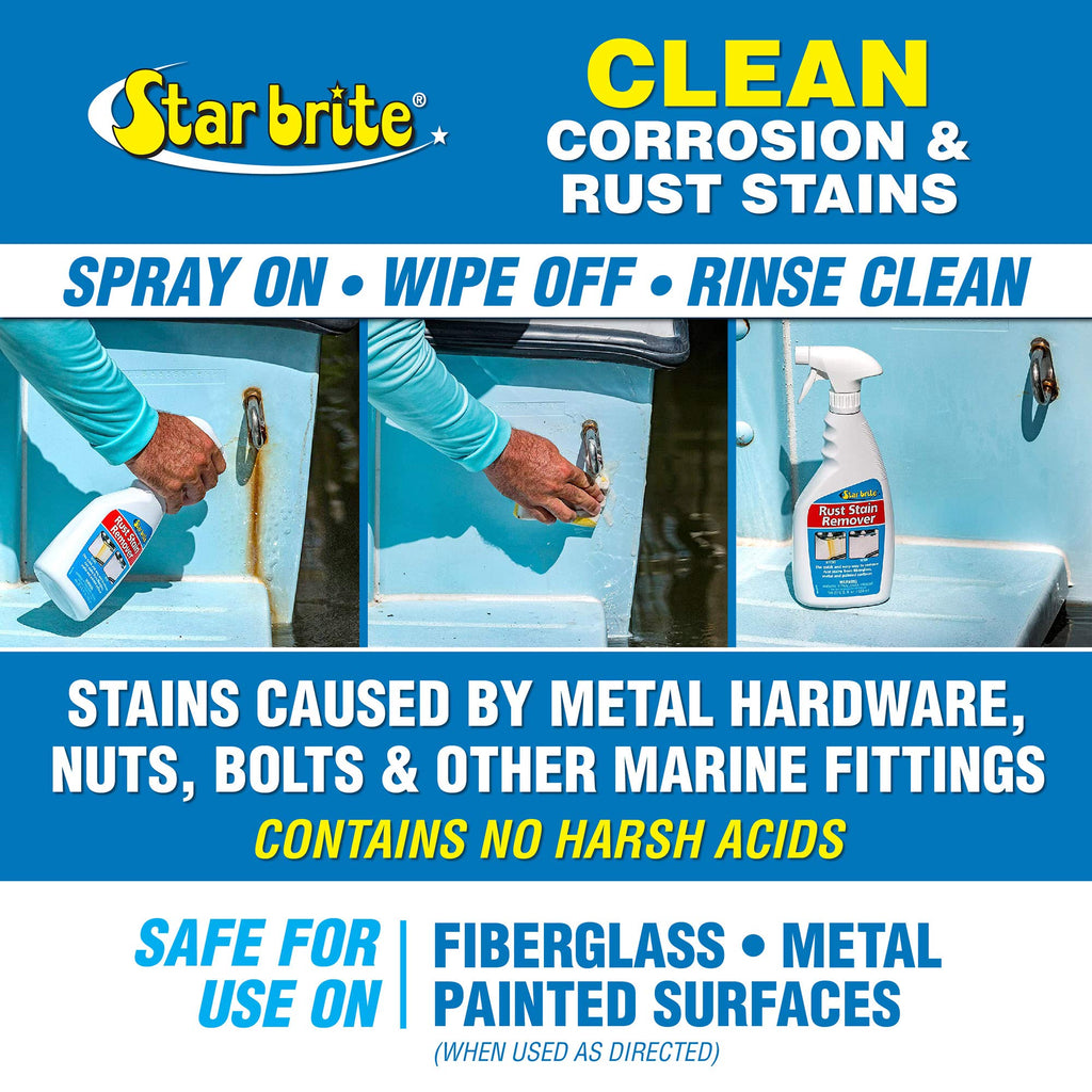 Star Brite Rust Stain Remover Spray - Instantly Dissolve Corrosion Stains On Fiberglass, Vinyl, Fabric, Metal & Painted Surfaces