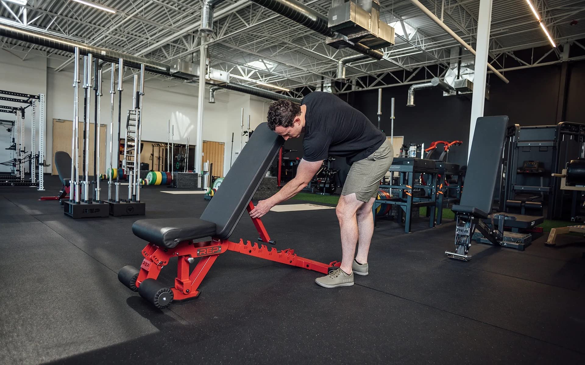 Rep Fitness Adjustable Bench - Ab-3000 Fid - Flat/Incline/Decline (Matte Red)