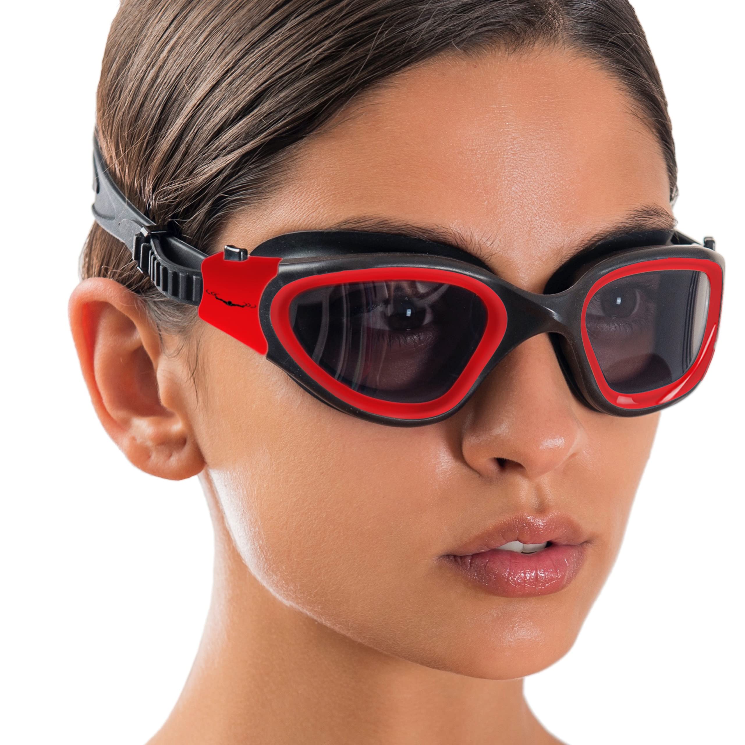 Aqtivaqua Swimming Goggles Swim Goggles For Adults Men Women Kids Youth Girls Boys Children Dx (Red, Shade)