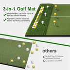 5X4Ft Golf Mat With Ball Tray, Thickened Dual-Turf Golf Hitting Mat With Alignment Lines For Indoor & Outdoor Use, Golf Practice