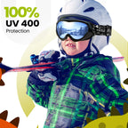 Outdoormaster Kids Ski Goggles - Helmet Compatible Snow Goggles For Boys & Girls With 100% Uv Protection - Vlt 10.1%
