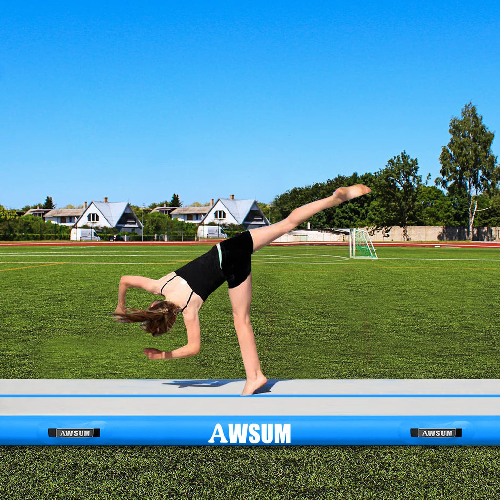 AWSUM 10ft x 6.6ft x 4inches Air Mat Tumbling Track Gymnastics Inflatable Training Mat with Electric Air Pump for Gym/Cheerleadi