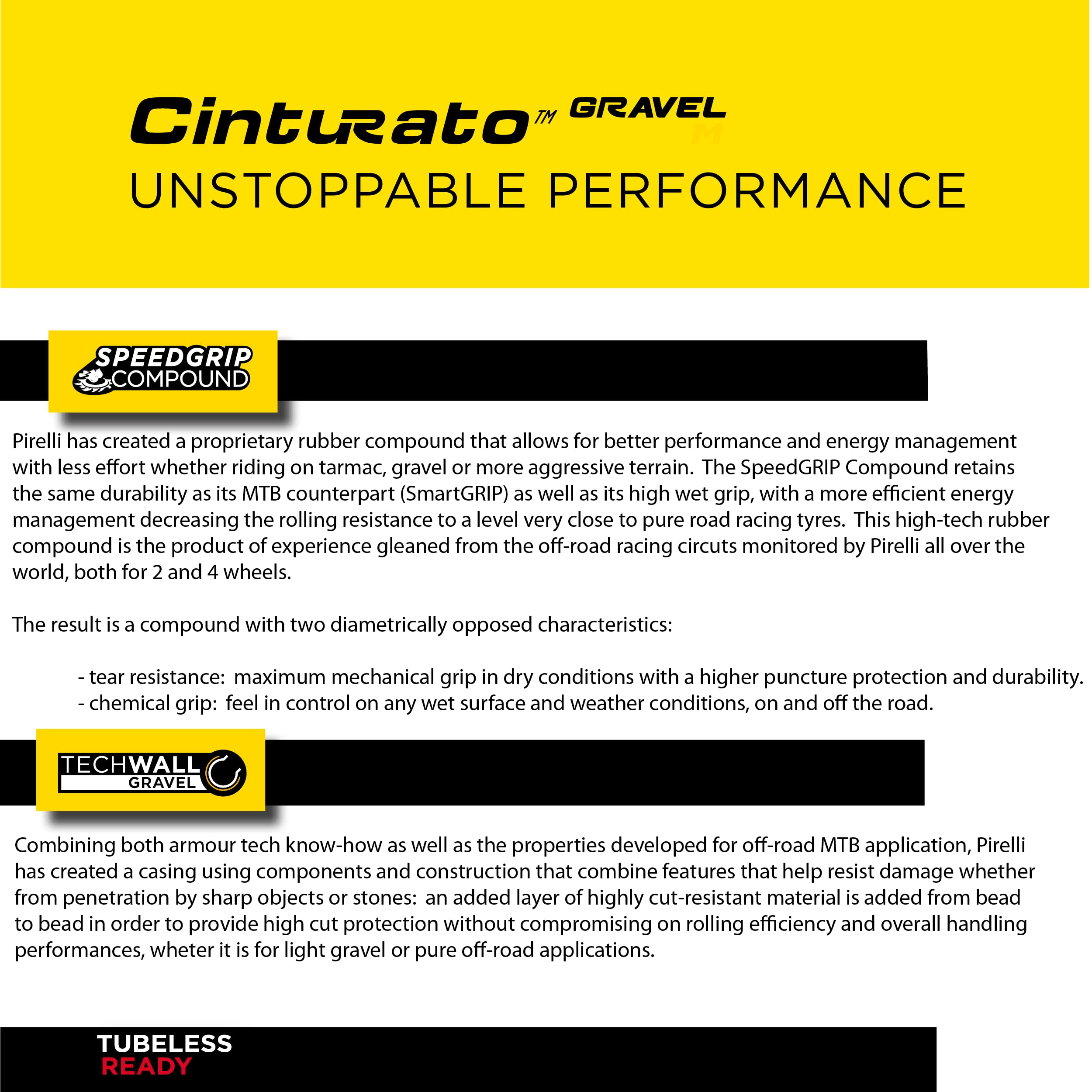 Pirelli Cinturato Gravel M Bike Tire, Mixed Gravel/Compact To Unstable, Tubeless Ready Clincher Tlr, Extra Grip, Advanced Punctu