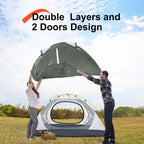 Bisinna 2 Person Camping Tent Lightweight Backpacking Tent Waterproof Windproof Two Doors Easy Setup Free Standing Double Layer