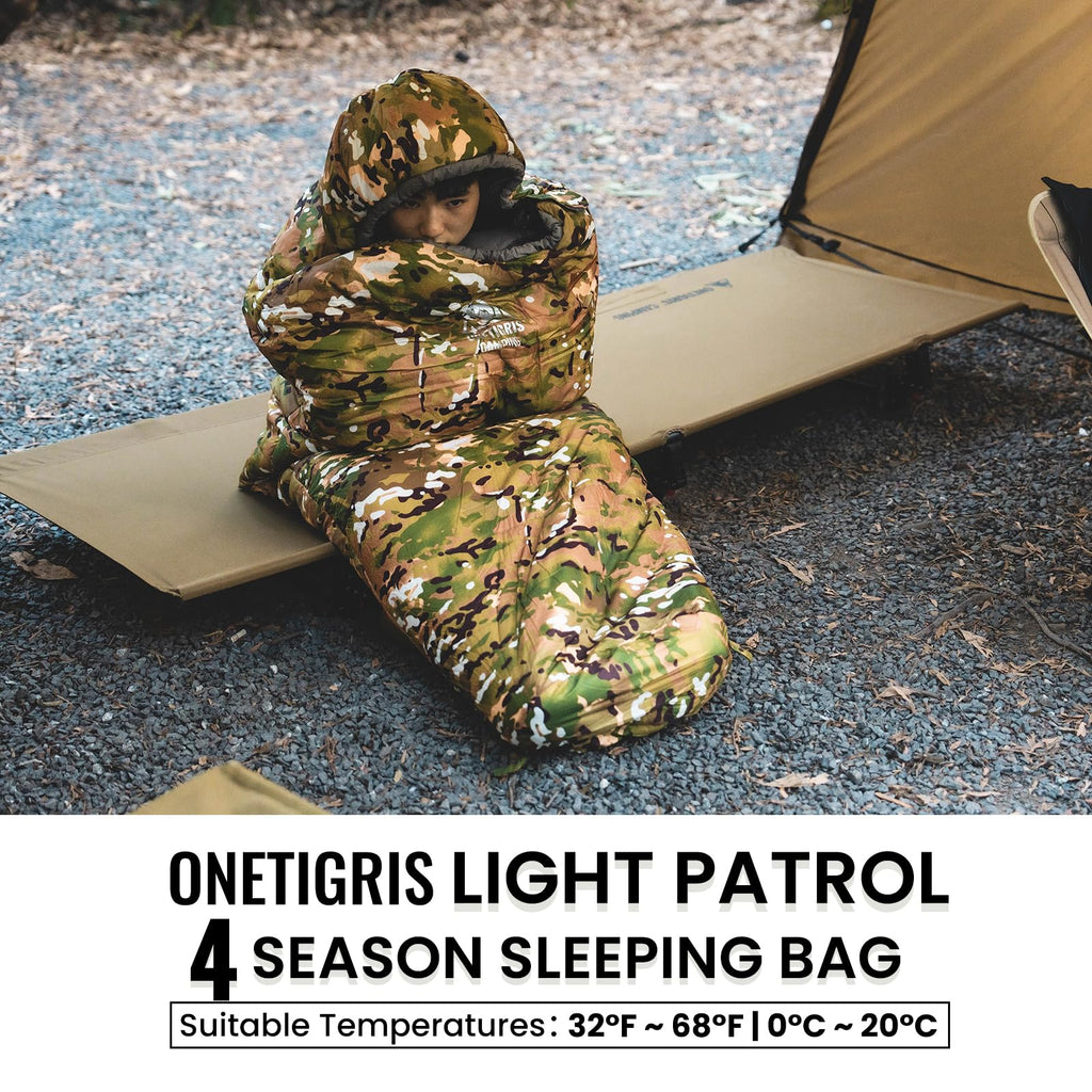 Onetigris Sleeping Bag, Survival Gear, 32?F Cold Weather Mummy Sleeping Bag For Camping Hiking Backpacking