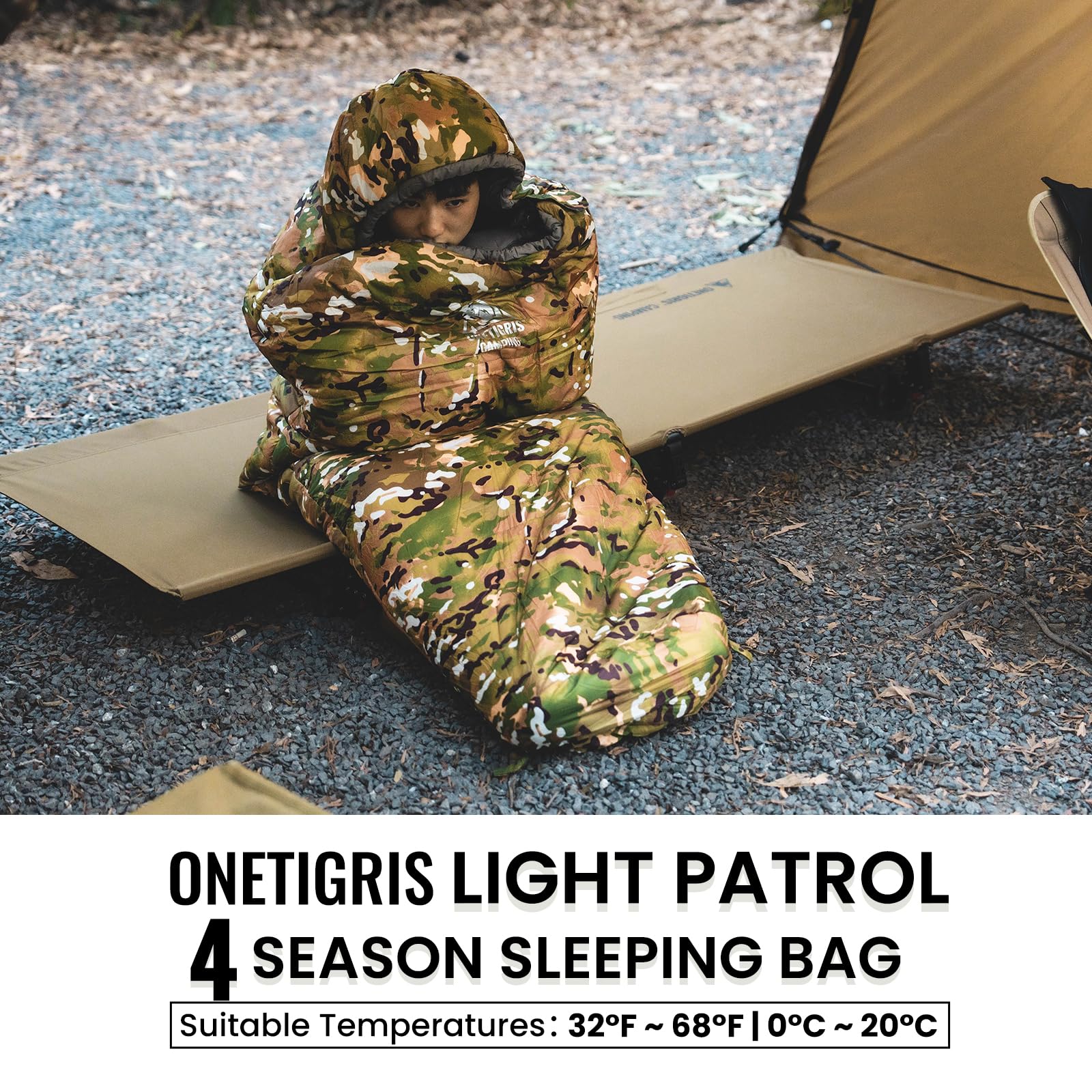 Onetigris Sleeping Bag, Survival Gear, 32?F Cold Weather Mummy Sleeping Bag For Camping Hiking Backpacking