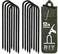 RIY Trampoline Stakes Anchors High Wind Heavy Duty Tent Stakes 12 Inch Ground Anchor Trampoline Accessories with T Hook - U Shap