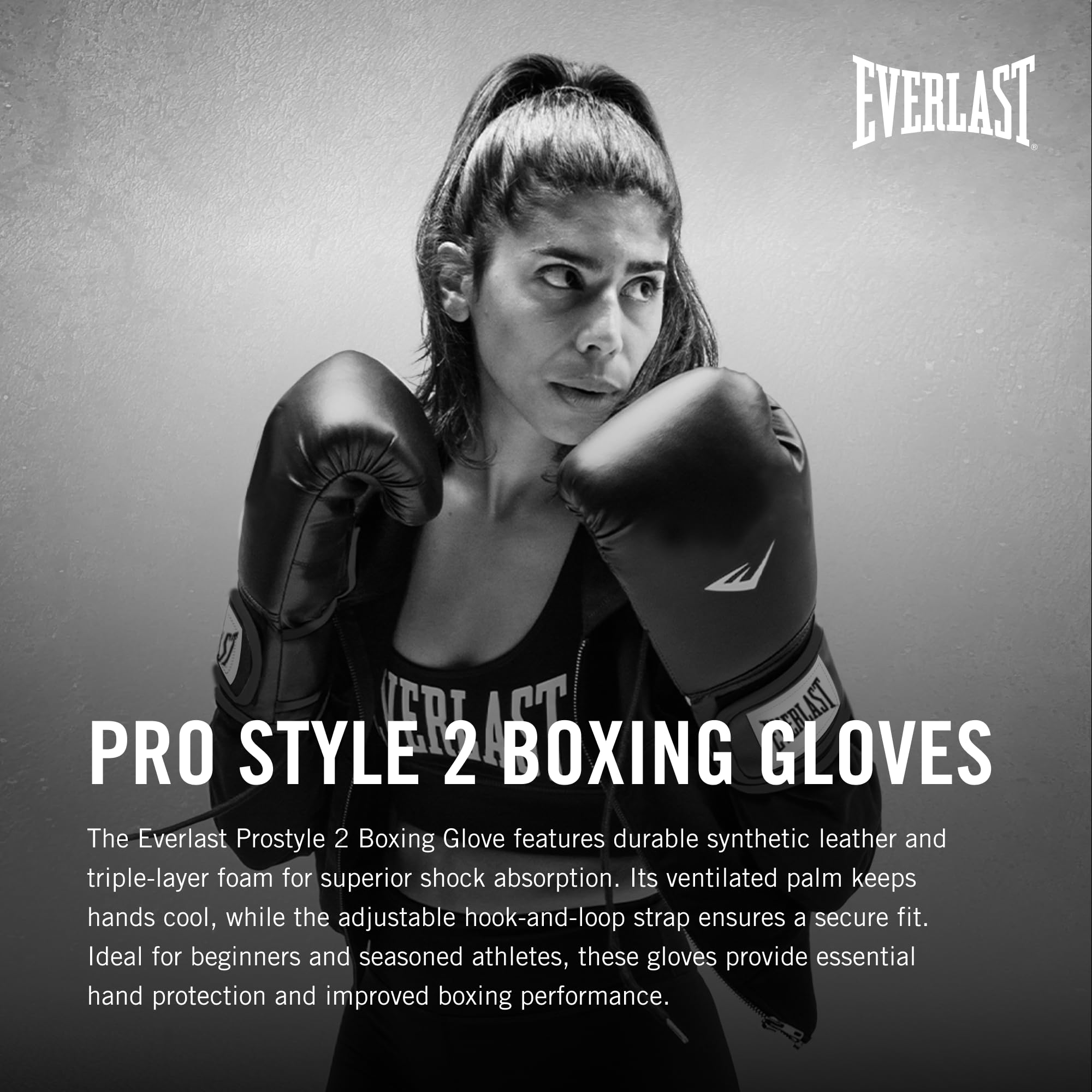 Everlast Prostyle 2 Youth Boxing Gloves, Entry Level Training Gloves For Men And Women, Secure Fit Hook And Loop Closure & Venti