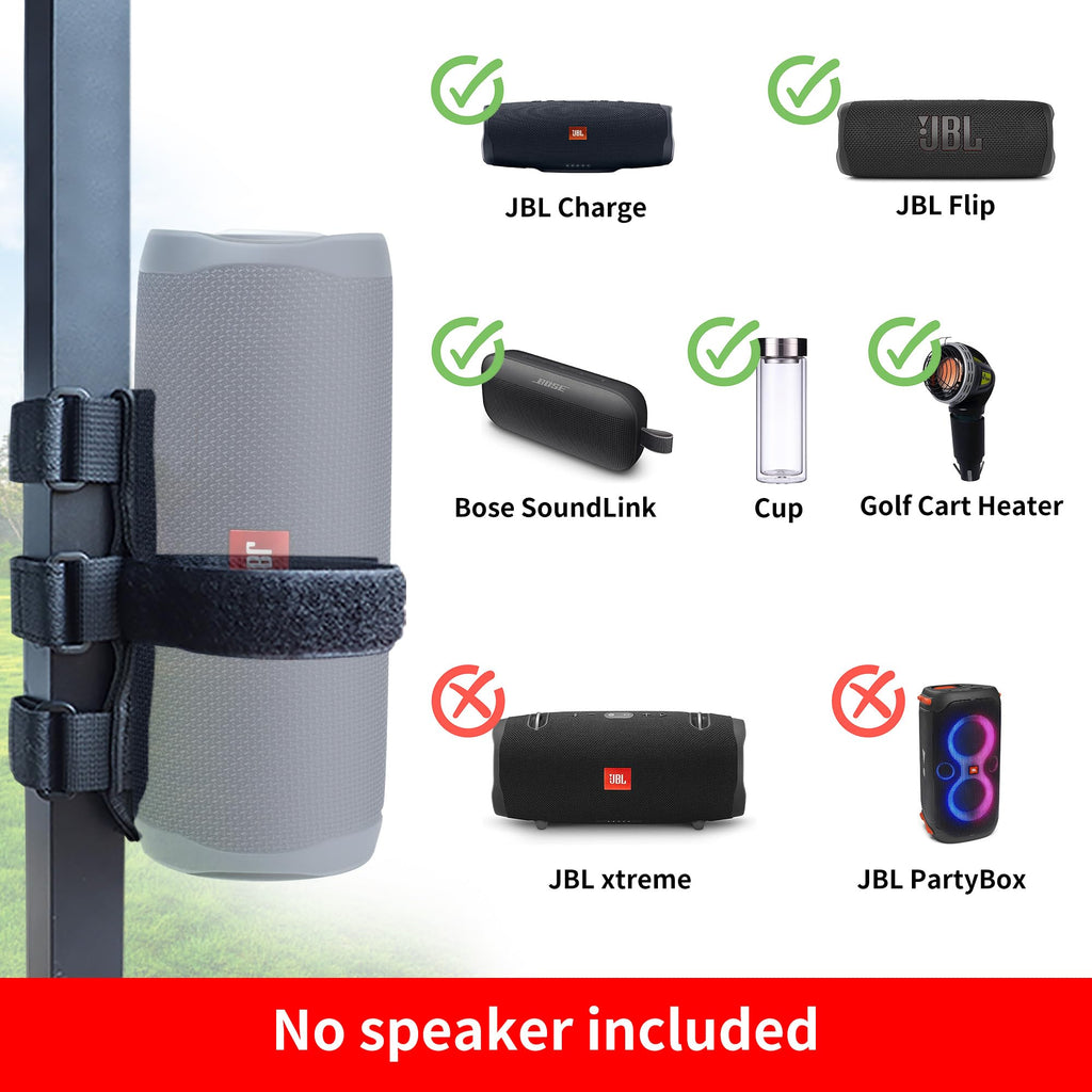 Homemount Portable Speaker Mount For Golf Cart Accessories - Adjustable Strap Fits Bluetooth Wireless Speaker Strap Attachment T