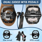 Pxqual SPD Bike Pedals - SPD Clipless & Flat Platform Combo Pedals for MTB & Road Bikes,9/16 Aluminum Alloy Sealed Bearing, Easy