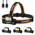 Sofirn HS22 Rechargeable Headlamp 2500 Lumens, Stepless Tint Mixing (2700K Warm to 6500K Cool), Dual Beam LED Headlight with Flo