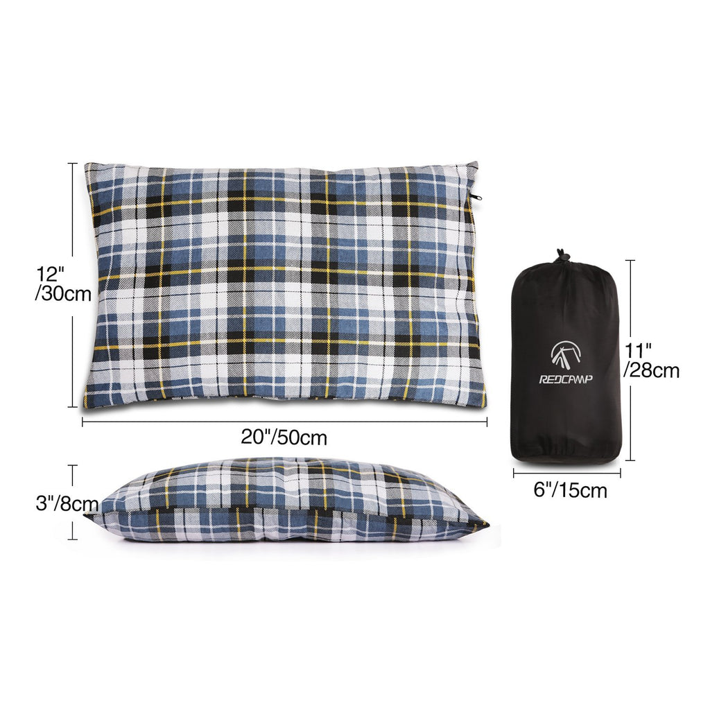Redcamp Outdoor Camping Pillow Lightweight, Flannel Travel Pillow Cases, Removable Pillow Cover