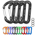 Gabbro Carabiner Clip Heavy Duty 2697Lbs, 4 Pcs 3'' Large Lightweight Aluminum Caribeaners With Keychain Hook Ring - Black