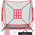 BAGAIL 7x7 ft Baseball & Softball Practice Net with Bow Frame for Batting, Hitting, Pitching, Portable Throwing Net with Strike 