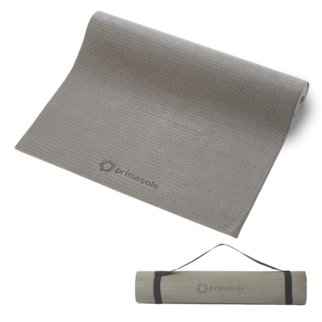 Primasole Yoga Mat With Carry Strap For Yoga Pilates Fitness And Floor Workout At Home And Gym 1/4 Thick (Earth Brown Gray Color