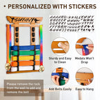 Tilhumt Karate Belt Display Rack Holder, Bamboo Taekwondo Belt Display With Stickers, Martial Arts Belt Display For 8 Belts With