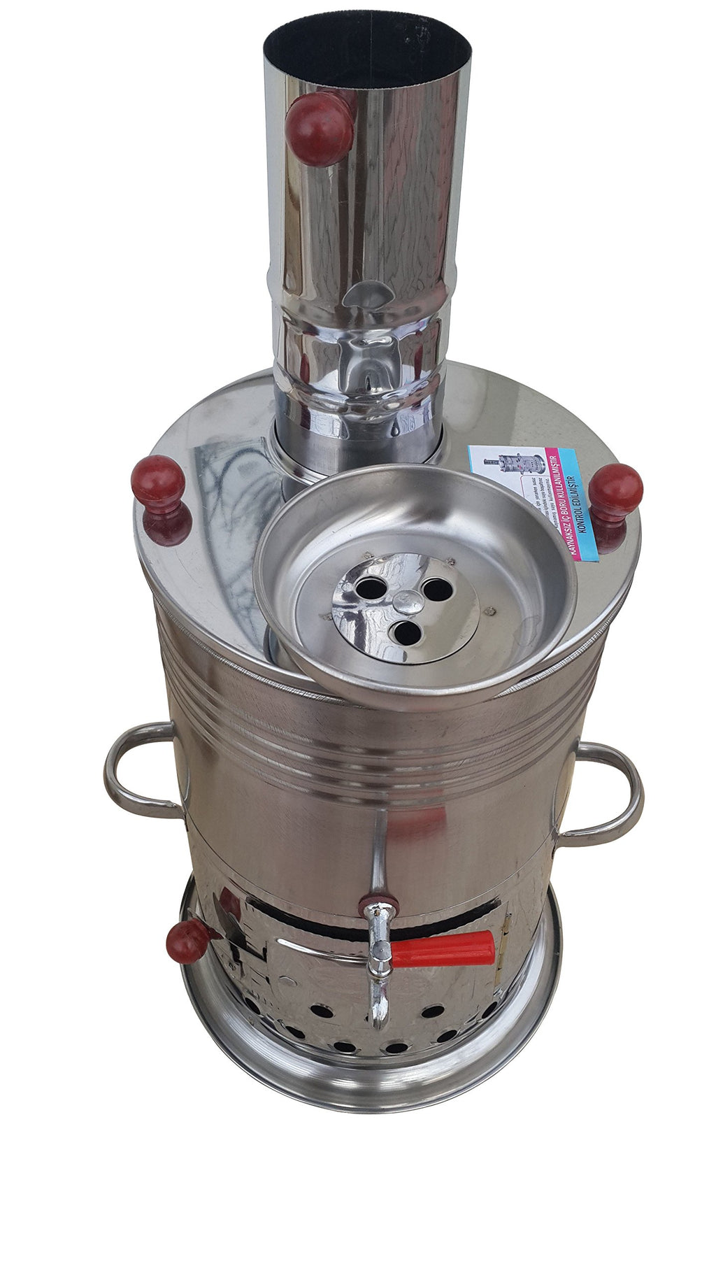 Semaver - Turkish Tea Maker Kettle With Single Taps -Silver Color-Chrome & Tea Makerfree Energy Water Heater Camping Hiking Hunt