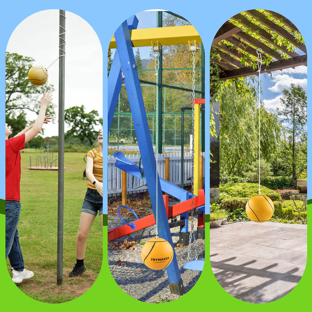 Trymaker Tetherball, Tether Balls And Rope Set For Kids,Replacement Tetherball For Adults Backyard Outdoors