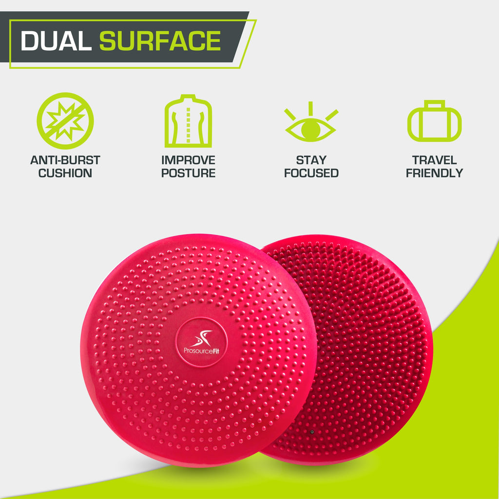 Prosourcefit Core Balance Disc Trainer, 14 Diameter With Pump For Improving Posture, Fitness, Stability, Red