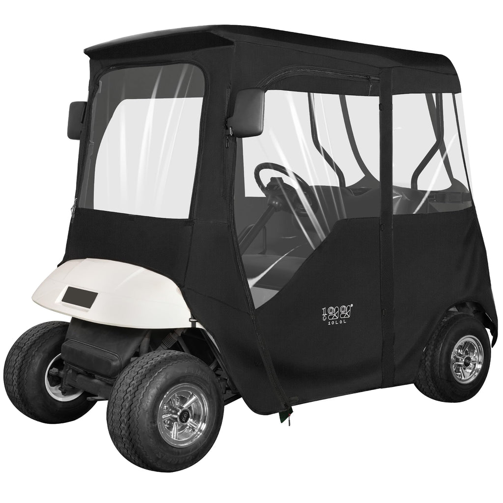 10L0L 2 Passenger Deluxe Golf Cart Driving Enclosure For Ezgo Txt And Rxv Model, 4-Sided Clear Window 600D Rain Cover All Weathe
