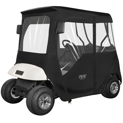 10L0L 2 Passenger Deluxe Golf Cart Driving Enclosure For Ezgo Txt And Rxv Model, 4-Sided Clear Window 600D Rain Cover All Weathe