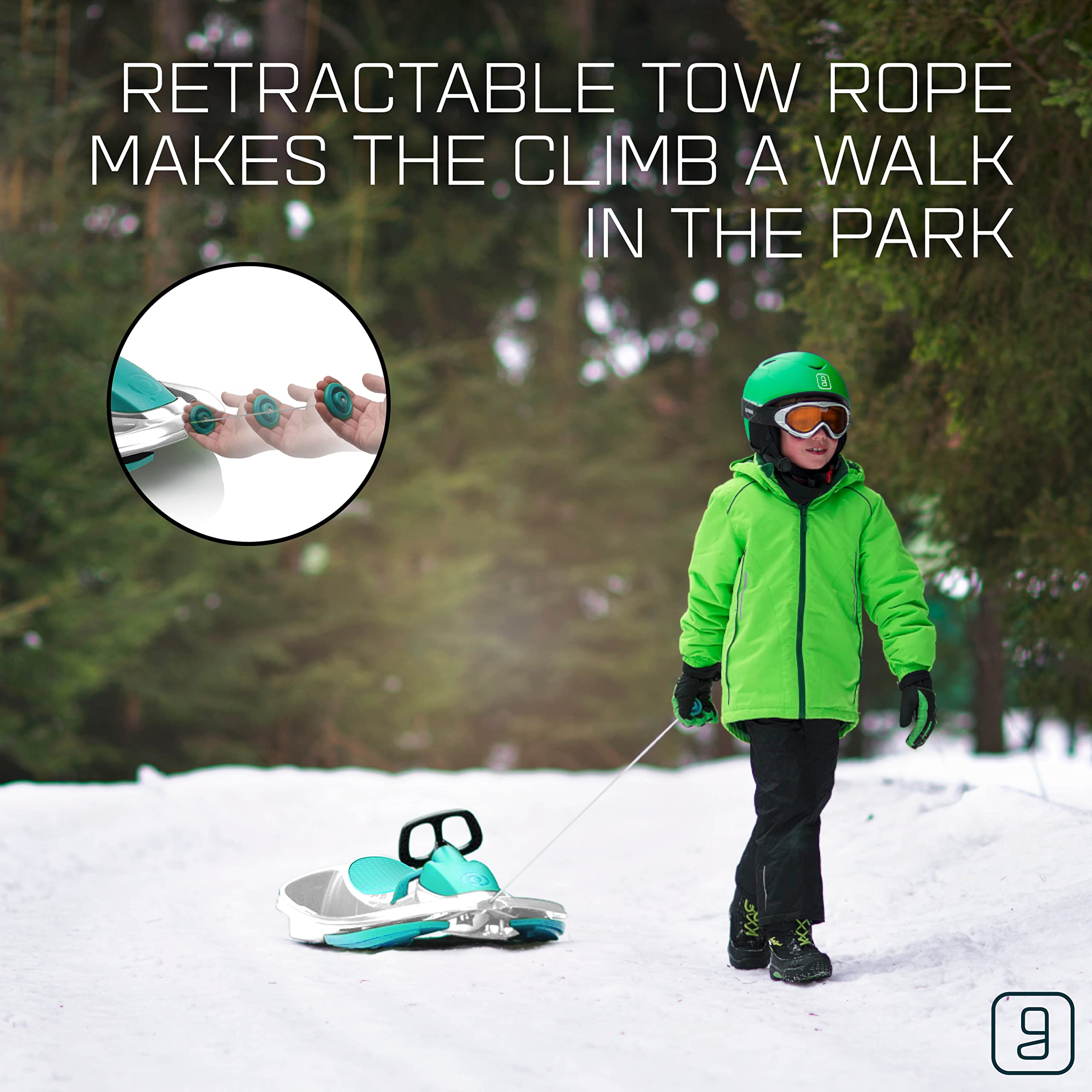 Gizmo Riders Stratos Snow Bobsled for Kids- 2 Person Steerable Snow Sled for Ages 3 and Up (Nimbus Ice Blue), (GRSTR-ASSORT)