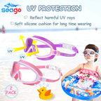 Kids Goggles For Swimming 2 Pack No Leaking Anti-Fog Outer Eye Fit With Wide View Uv Protection Crystal Clear Watertight Swim Go