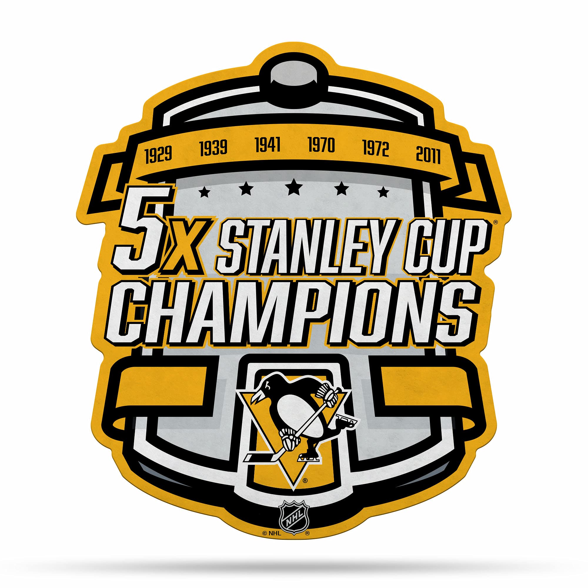 Rico Industries Nhl Pittsburgh Penguins Champ Shape Cut Pennant - Home And Living Room D  Cor - Soft Felt Ez To Hang