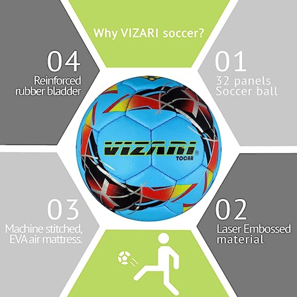 Vizari Tocar Premium Hand Stitched Soccer Ball – Zima Blue