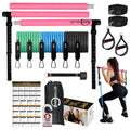 Pilates Bar Kit with Resistance Bands - Adjustable 39    Steel Bar & 6 Stackable Bands (40-180lbs), Full Body Pilates Kit for Ho
