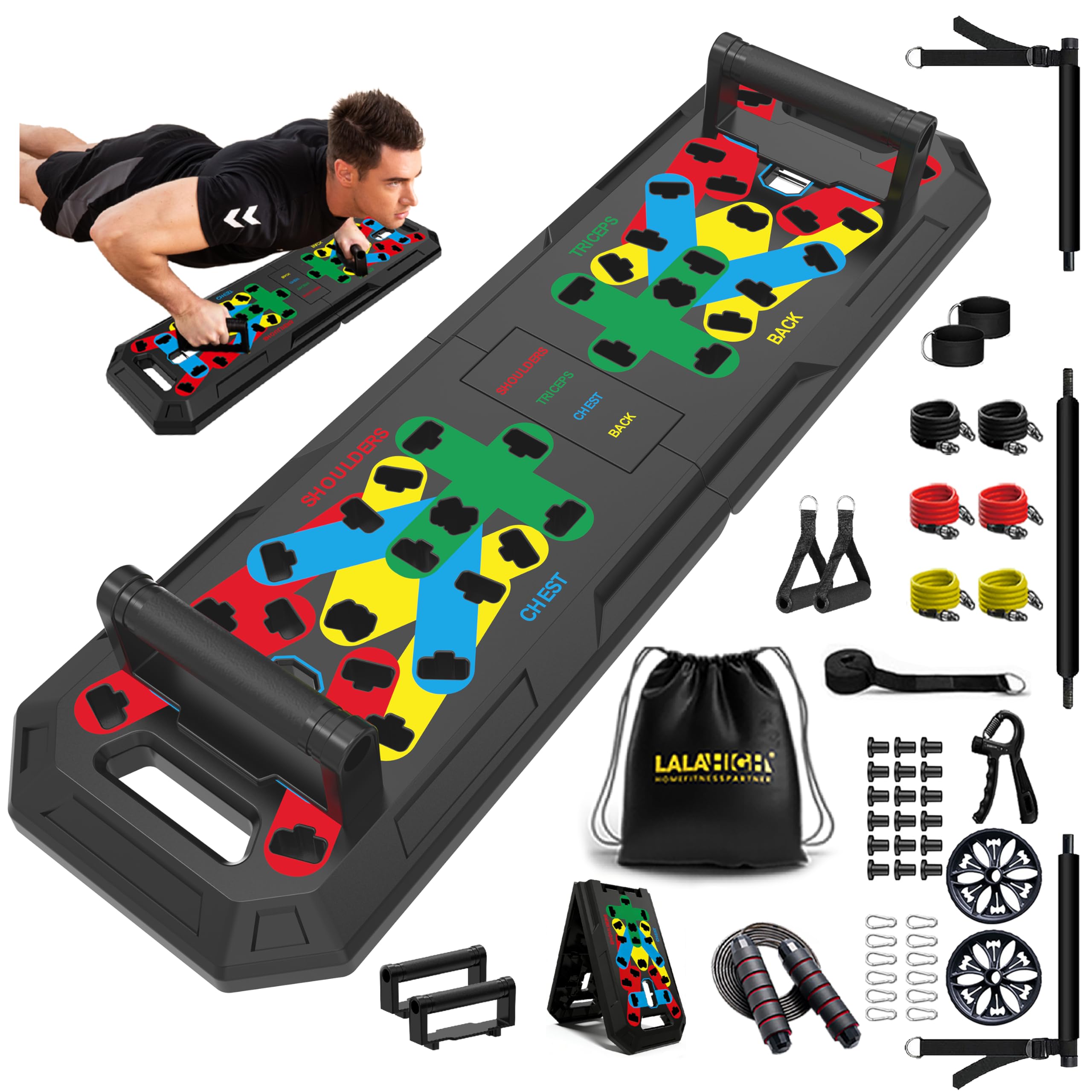 IUT Push Up Board, Portable Home Workout Equipment, All-in-One Fitness Exercise Equipment for Home Gym, Full Body Strength Train