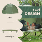 Outsunny Camping Tent Cot, Single Person Folding Cot Combo, Off-Ground Tent, Covered Outdoor Bed With Carry Bag For Hiking, Camp