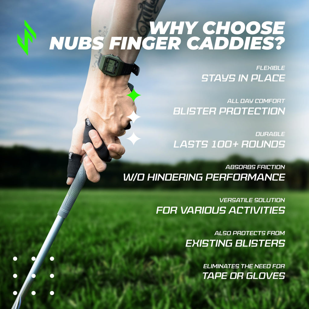 Jerkfit Nubs, Finger Caddies - Thumb And Finger Sleeves To Prevent Golf Blisters. (Black, Medium)