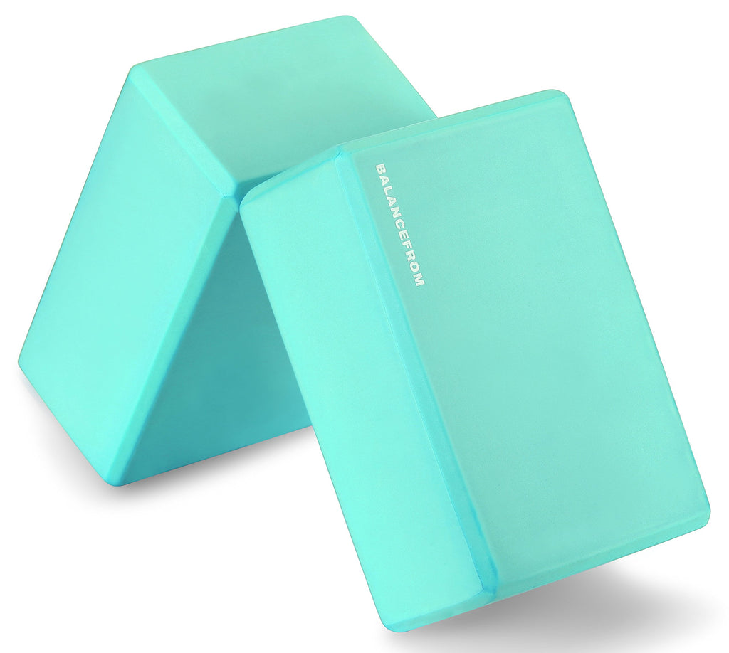 Fitvids Set Of 2 High Density Yoga Blocks, 9''X6''X4'' Each, Pair (Green)